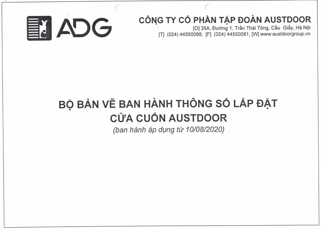 Bản Vẽ Ban Hành Thông Số Lắp Đặt Cửa Cuốn Austdoor