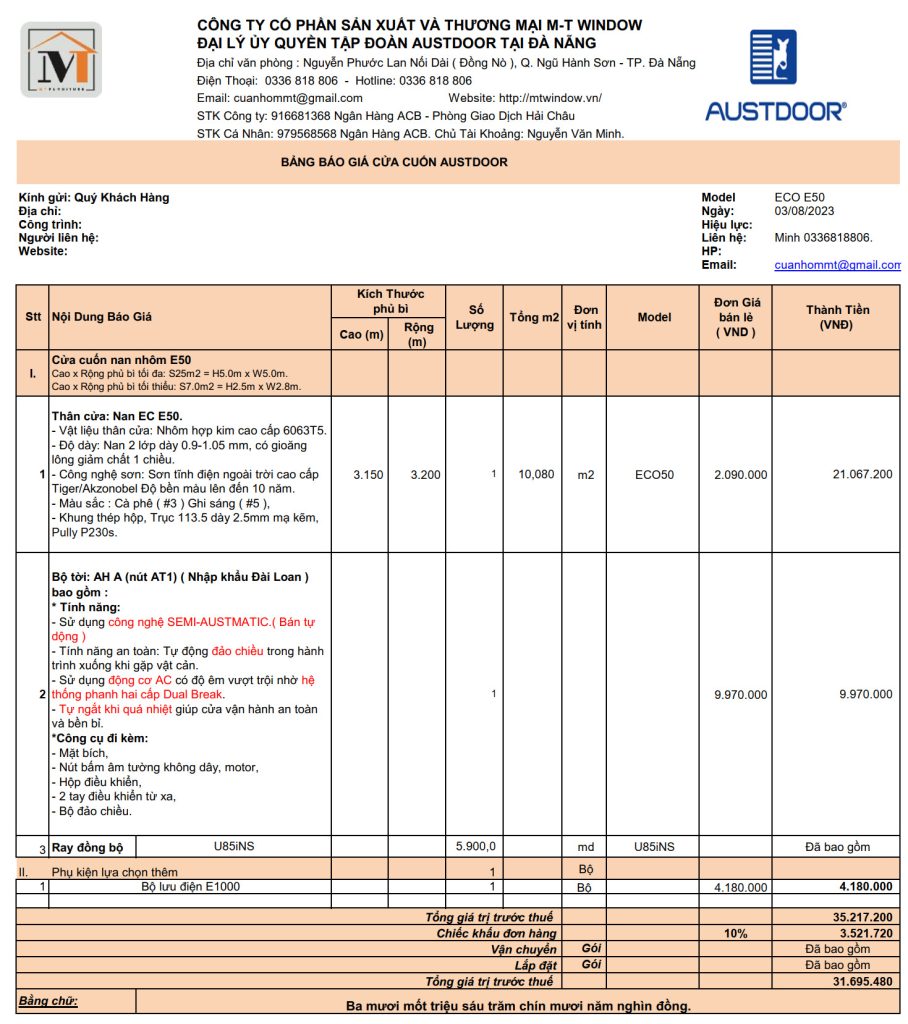 Báo giá Cửa Cuốn Tại Đà Nẵng