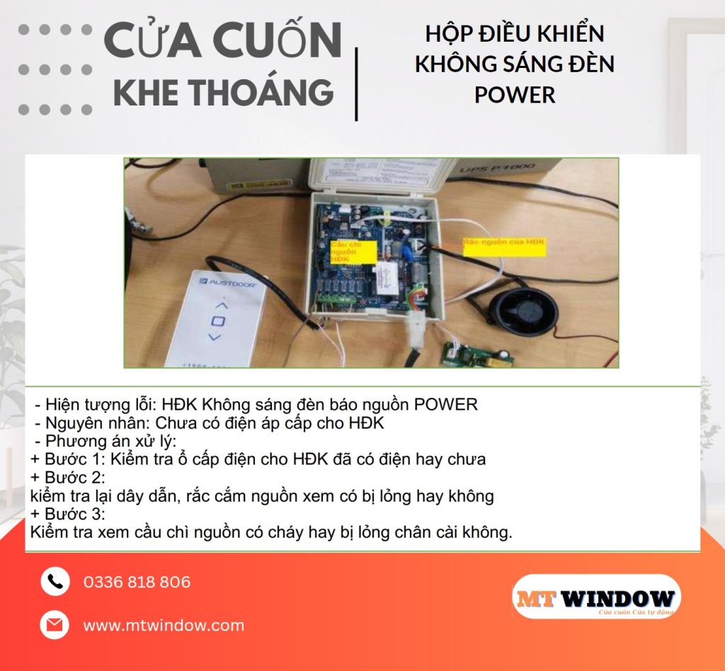 Sửa Cửa Cuốn Không Sáng Đèn Hộp Điều Khiển