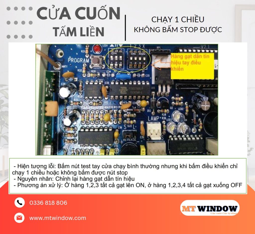 Sửa Cửa Cuốn Tấm Liền Chạy Một Chiều Và Không Bấm Được Stop