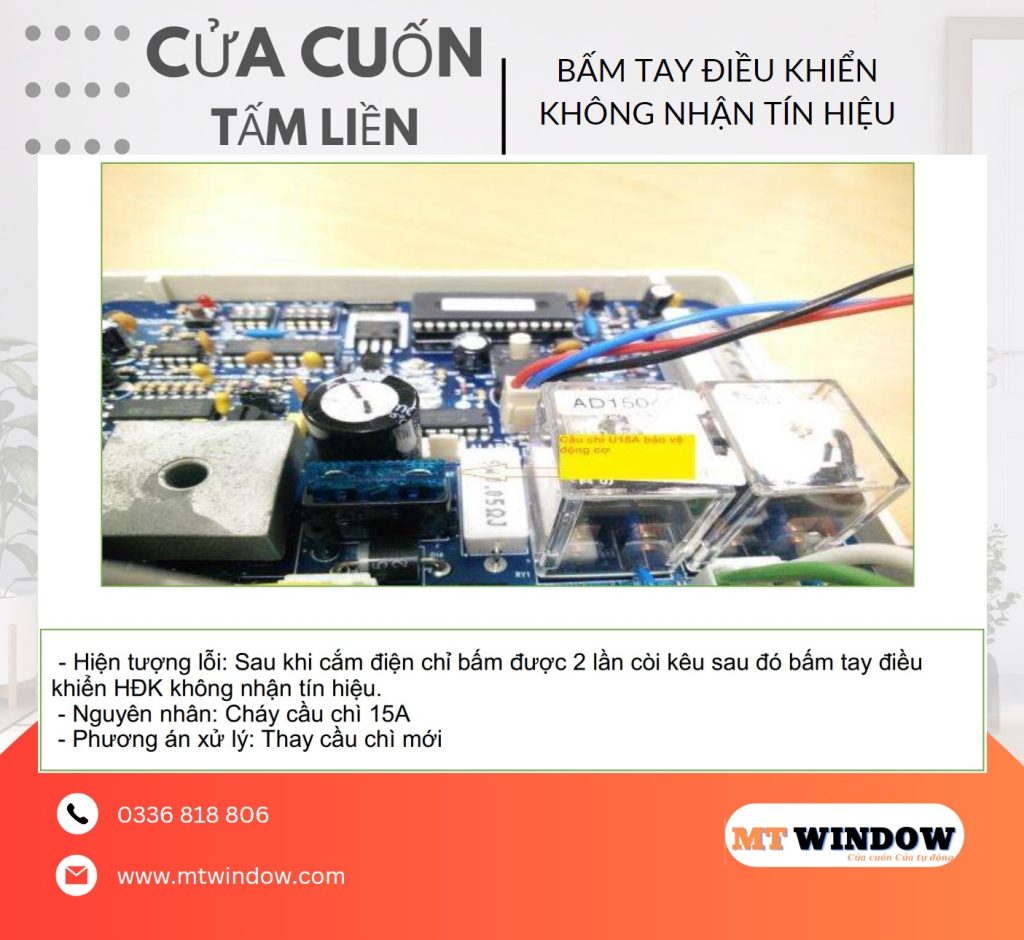 Sửa Cửa Cuốn Tấm Liền Bám Tay Điều Khiển Không Nhận Tín Hiệu