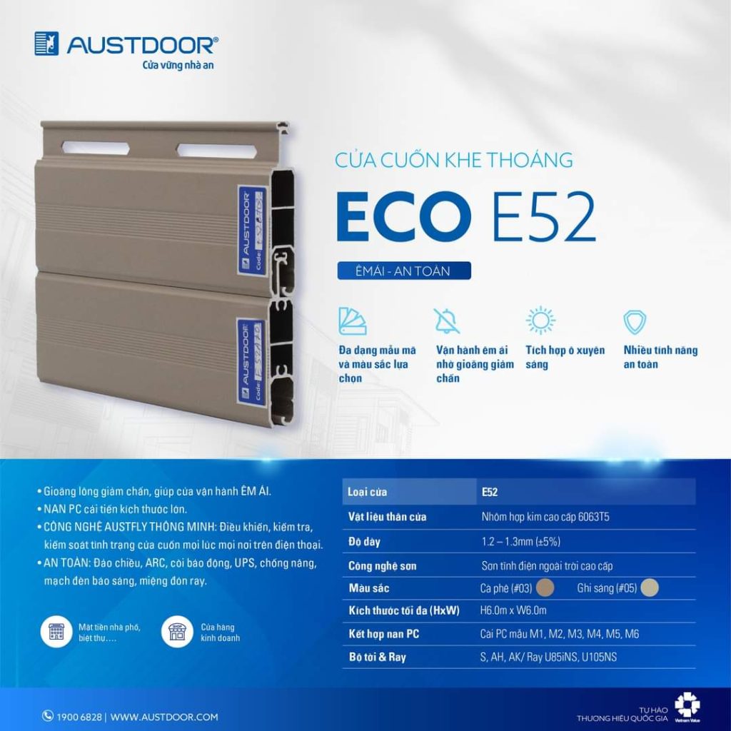 cửa cuốn khe thoáng E52 Austdoor chính hãng